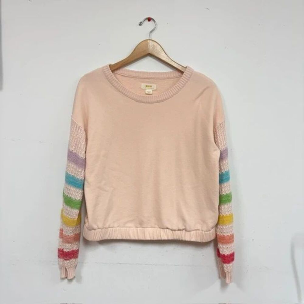 Maeve Sweatshirt with Knit Rainbow Sleeves Size M